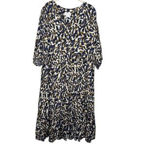 Velvet by Graham & Spencer Ottilie Dress Womens Small Smudge Print Tiered Boho